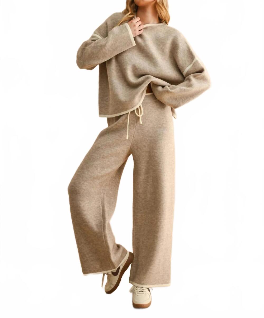 NEW MIOU MUSE wide leg sweater pants in oatmeal